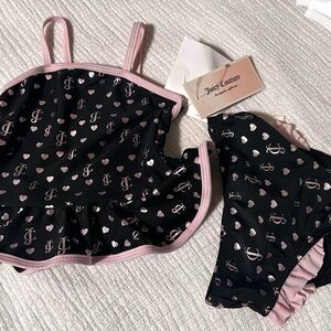 Juicy Couture Black and Pink Heart Swimsuit